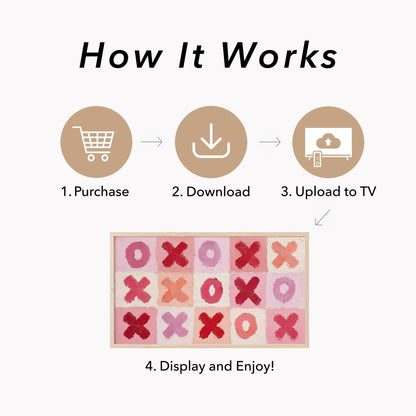 XOXO Valentine's Pattern Frame TV Art displayed on a TV