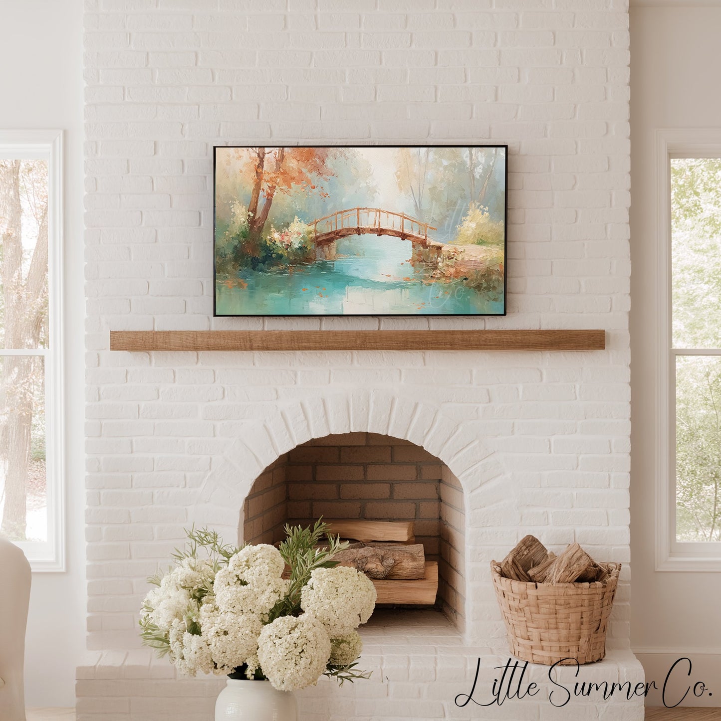 Garden Bridge Frame TV Art displayed on a TV