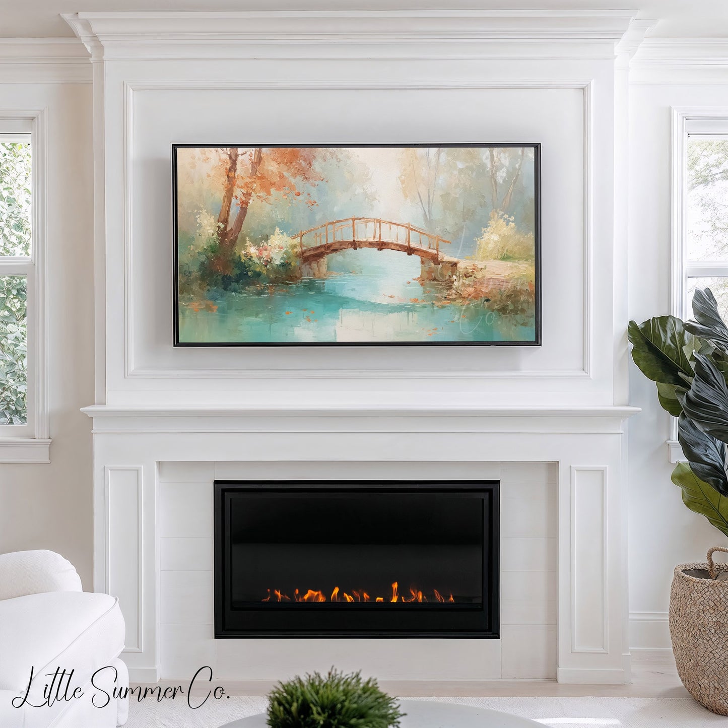 Garden Bridge Frame TV Art displayed on a TV
