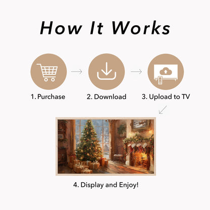 Christmas Tree by the Fireplace Frame TV Art displayed on a TV
