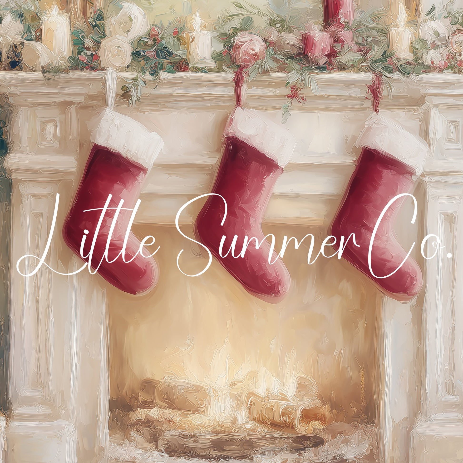 Christmas Fireplace with Stockings Frame TV Art displayed on a TV