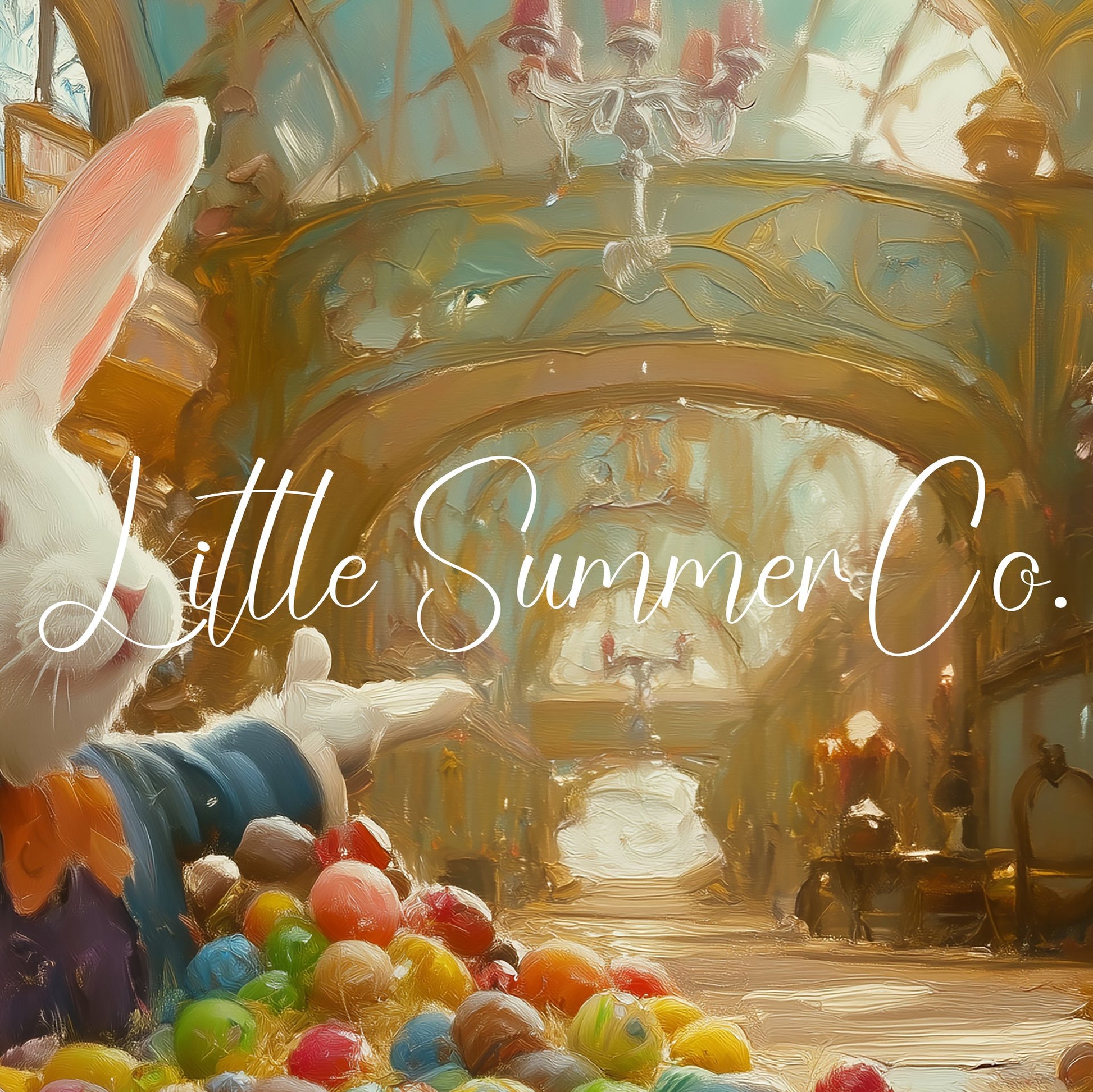Easter Bunny Candy Shop Frame TV Art displayed on a TV