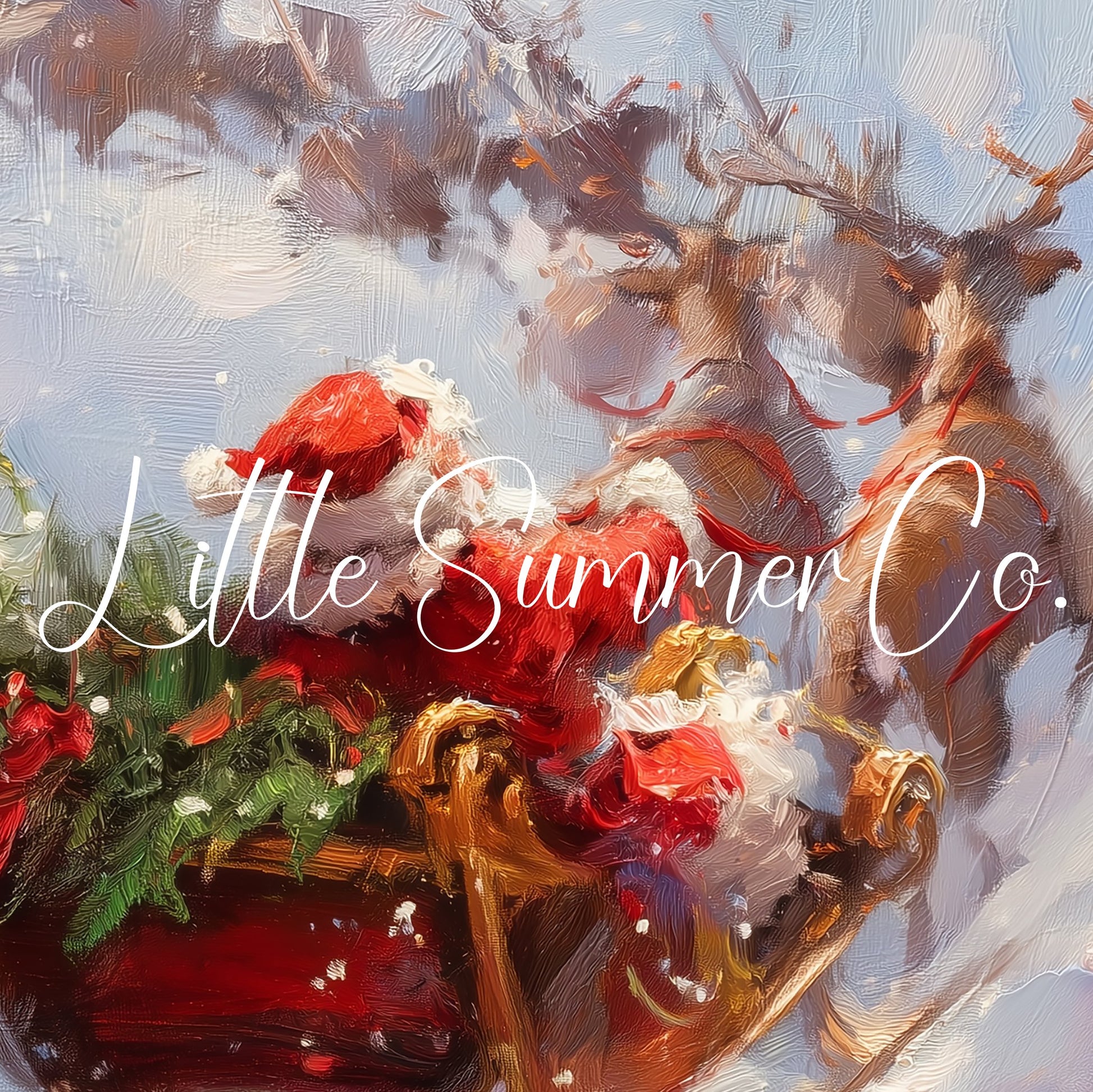 Santa's Sleigh Ride Frame TV Art displayed on a TV