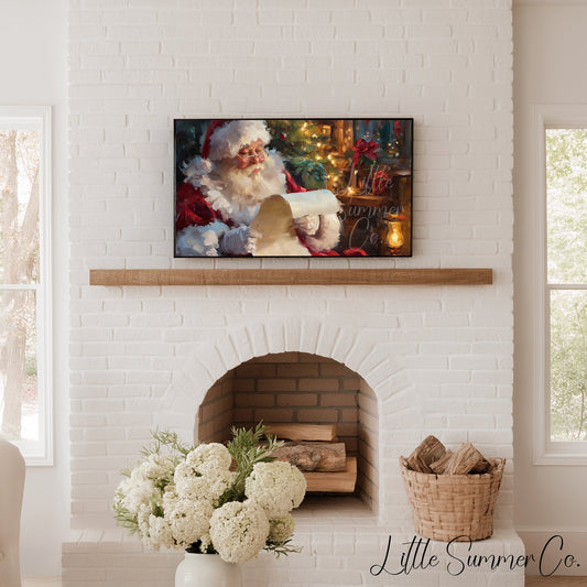 Santa Reading His List Frame TV Art displayed on a TV