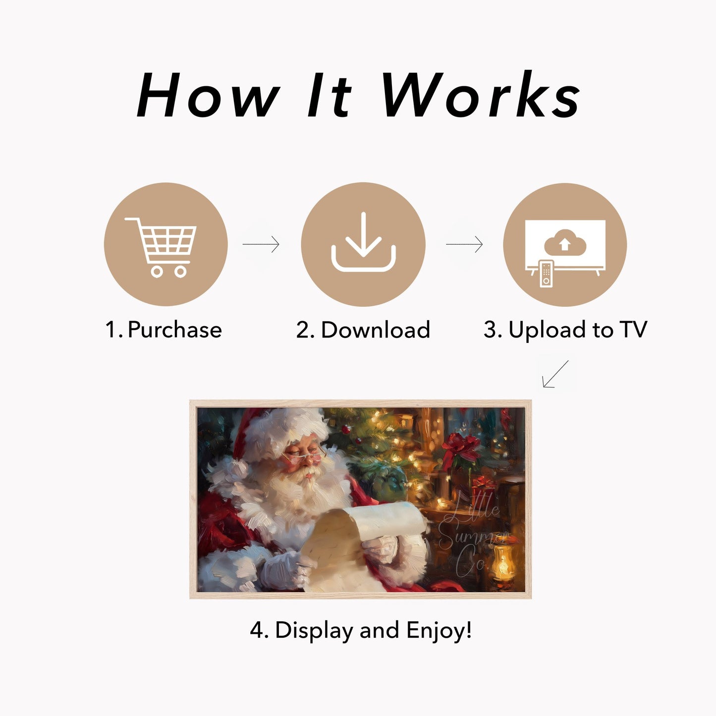 Santa Reading His List Frame TV Art displayed on a TV