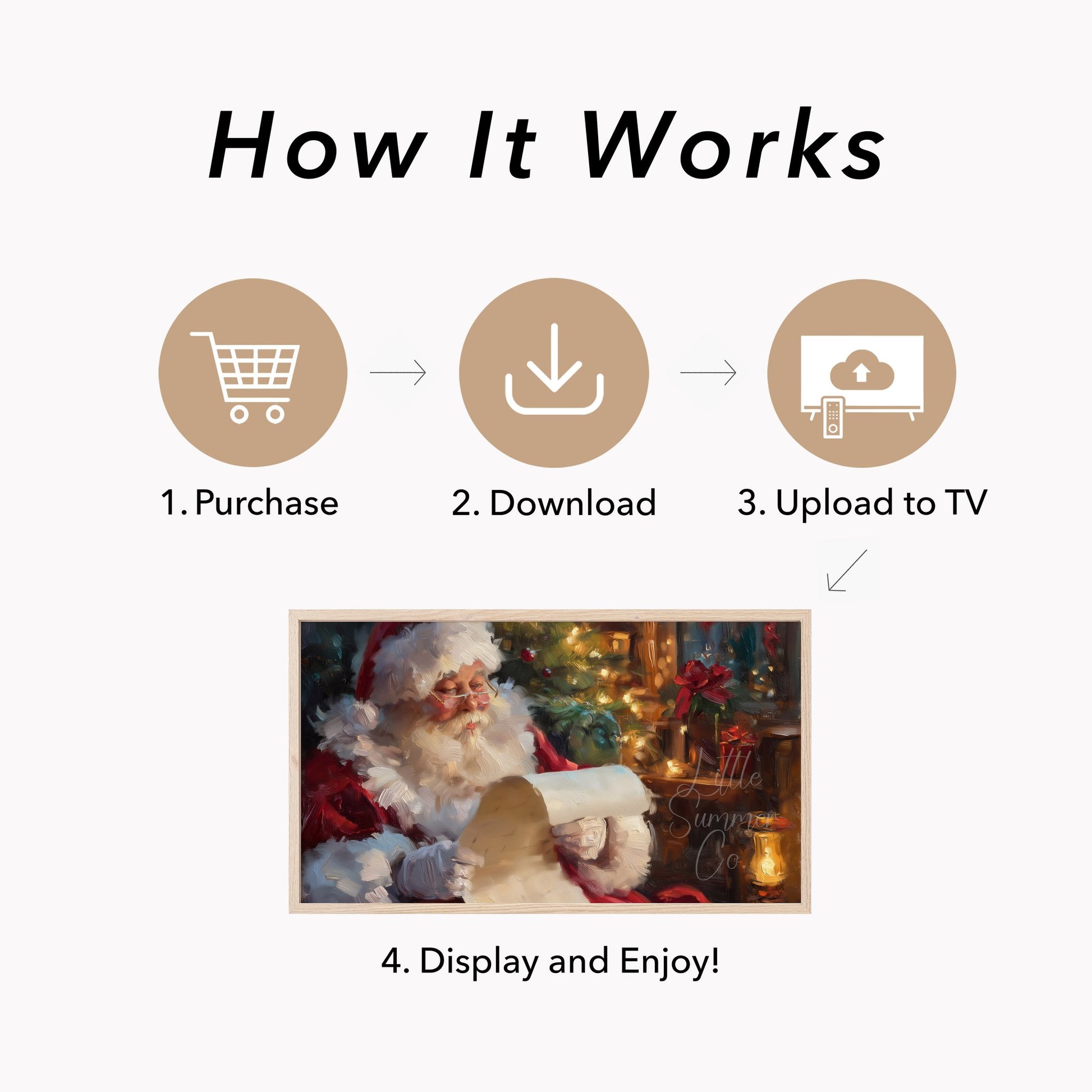 Santa Reading His List Frame TV Art displayed on a TV