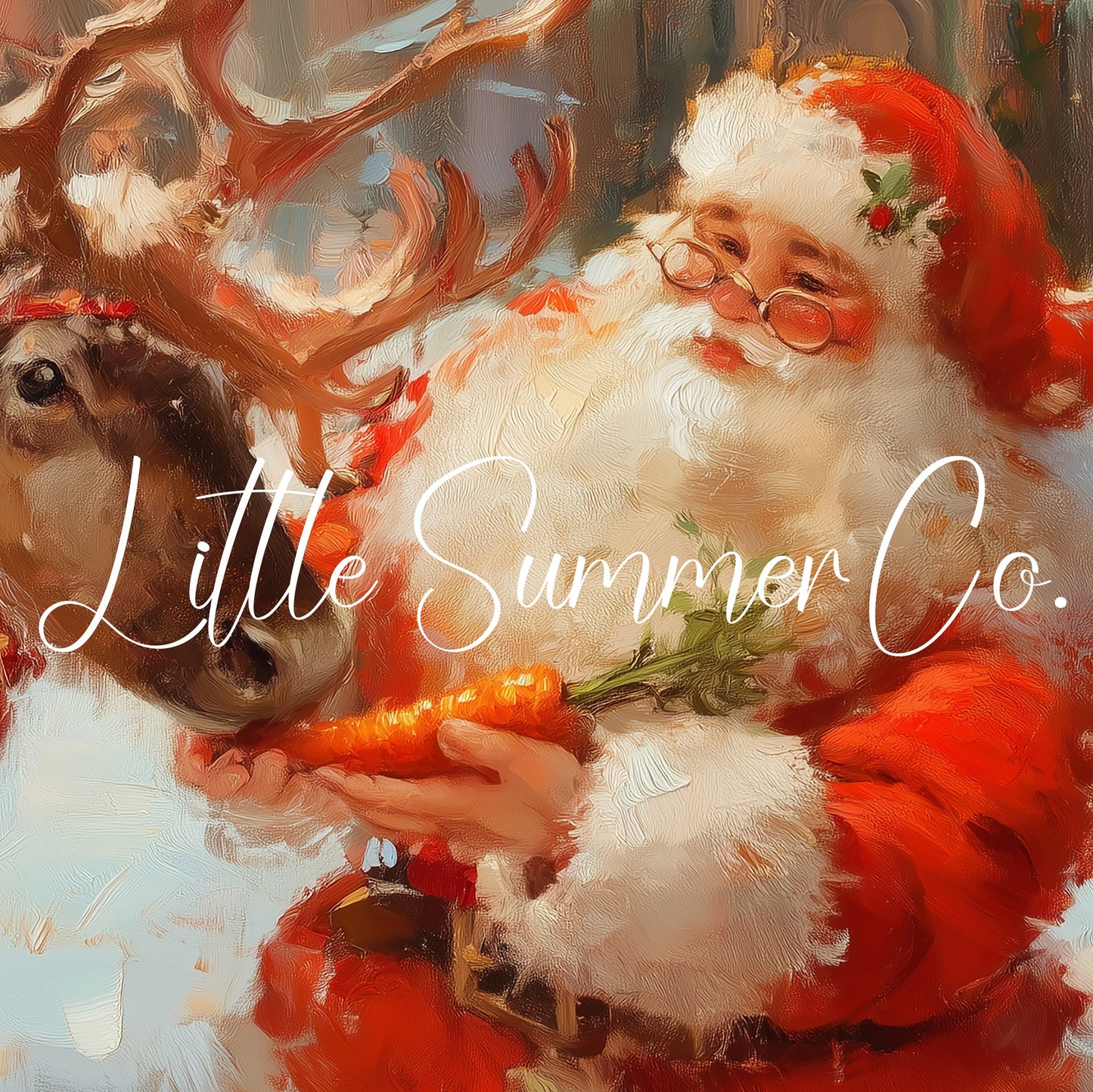 Santa Feeding a Reindeer Frame TV Art displayed on a TV