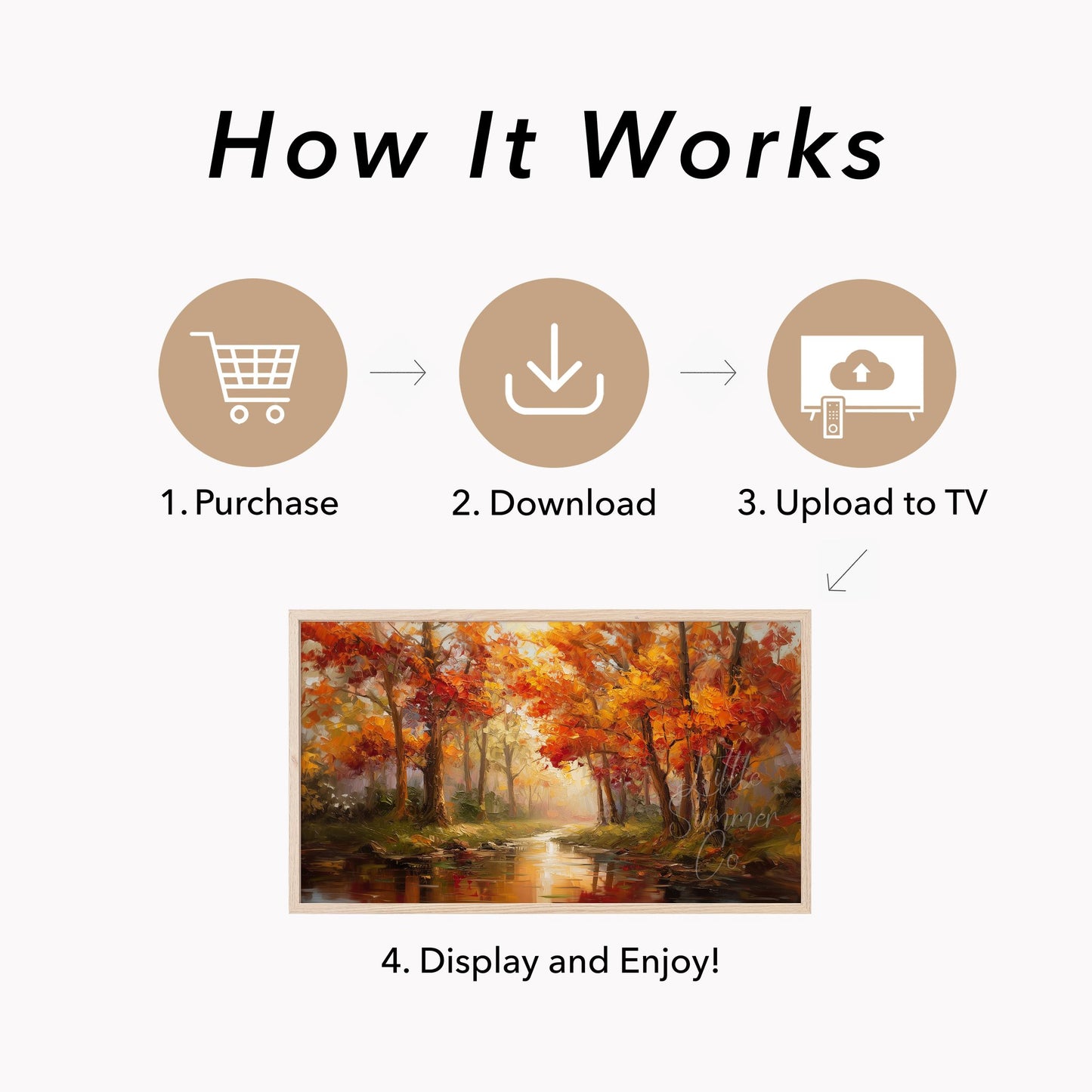 Autumn Stream Reflection Frame TV Art displayed on a TV