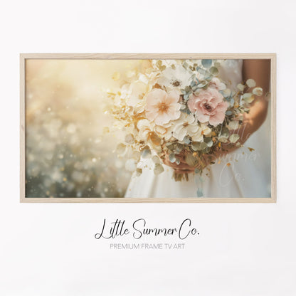Bridal Bouquet Frame TV Art displayed on a TV