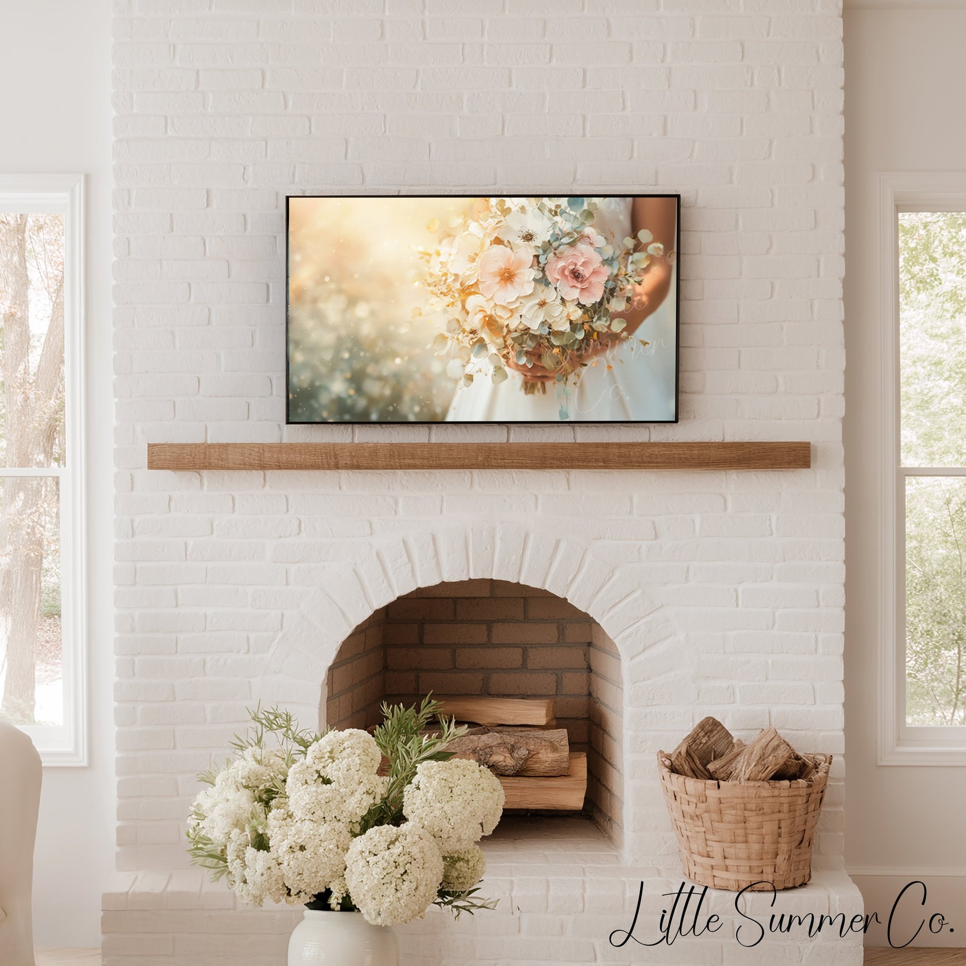 Bridal Bouquet Frame TV Art displayed on a TV