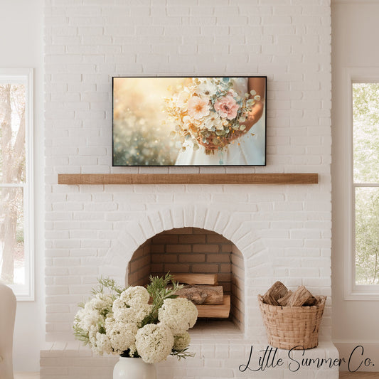 Bridal Bouquet Frame TV Art displayed on a TV