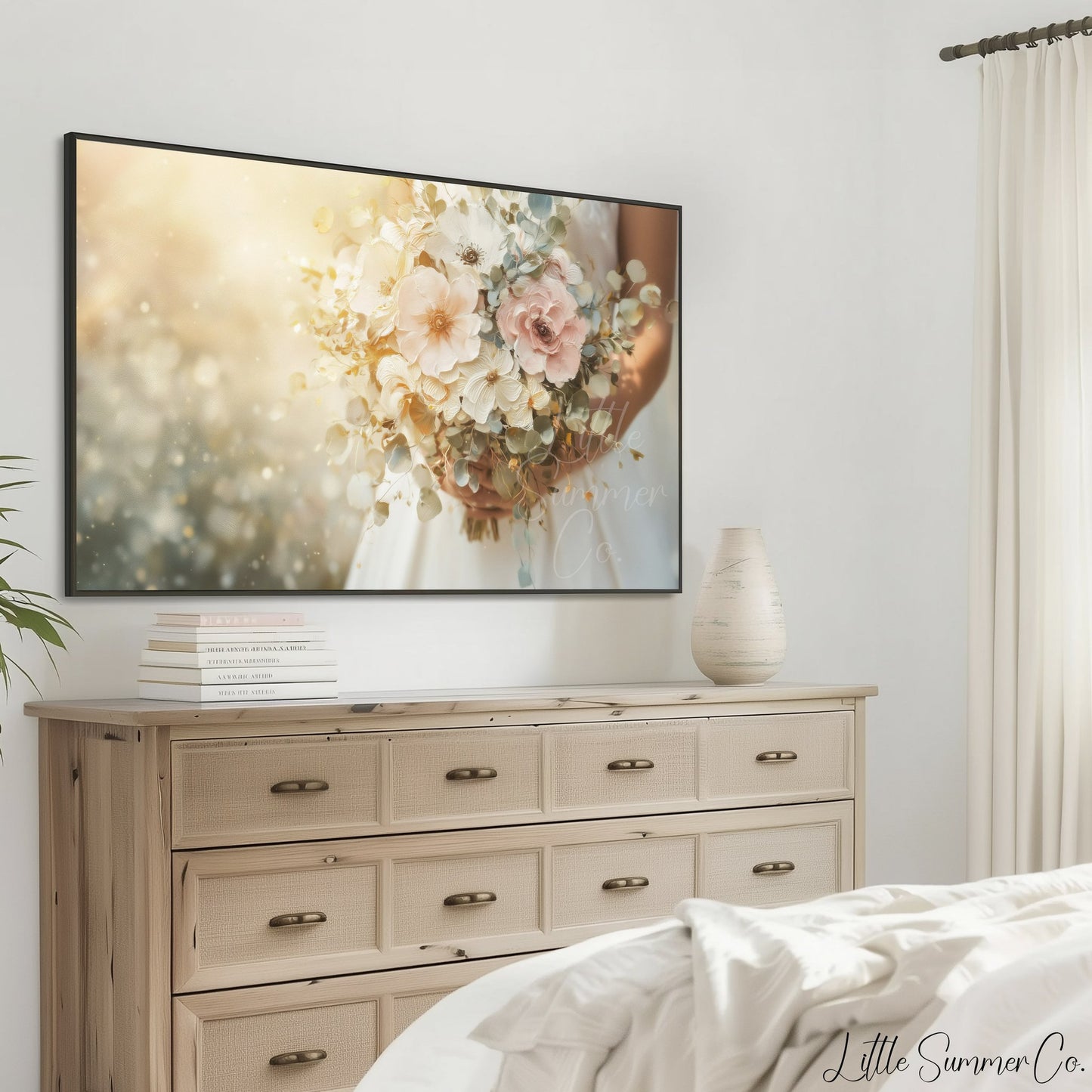 Bridal Bouquet Frame TV Art displayed on a TV