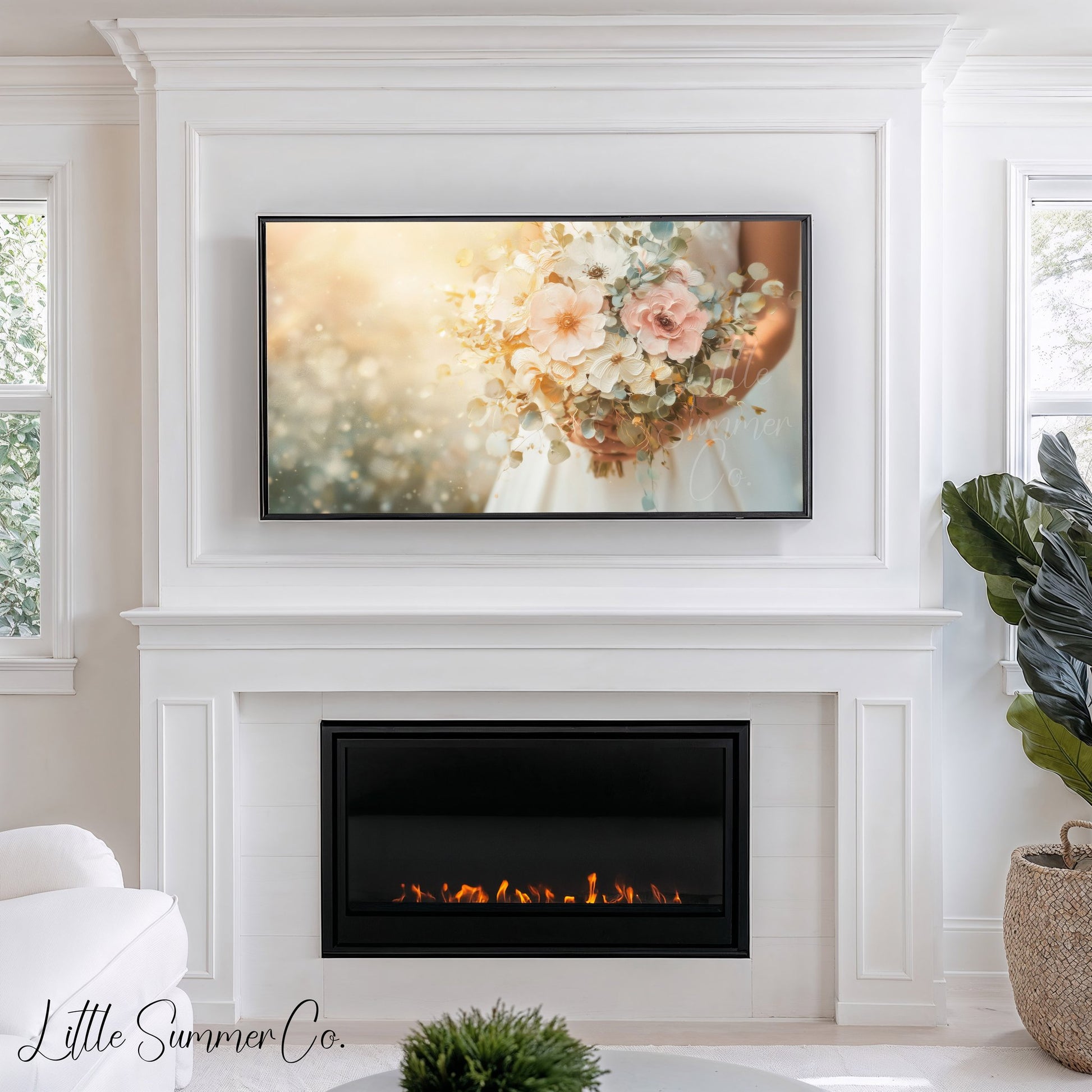Bridal Bouquet Frame TV Art displayed on a TV