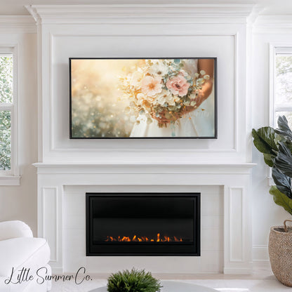 Bridal Bouquet Frame TV Art displayed on a TV