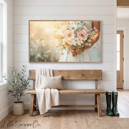 Bridal Bouquet Frame TV Art displayed on a TV
