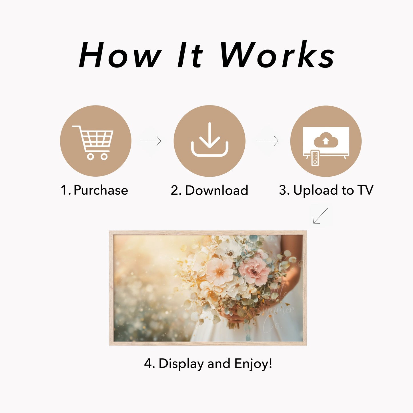 Bridal Bouquet Frame TV Art displayed on a TV