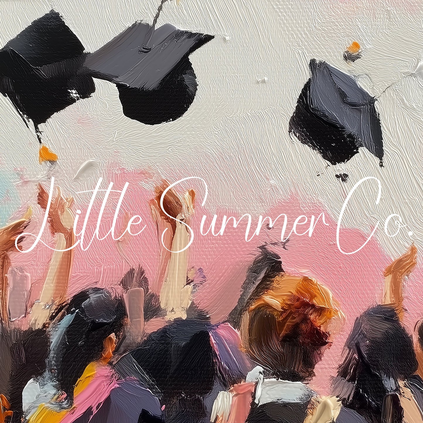 Graduation Cap Toss Crowd Frame TV Art displayed on a TV