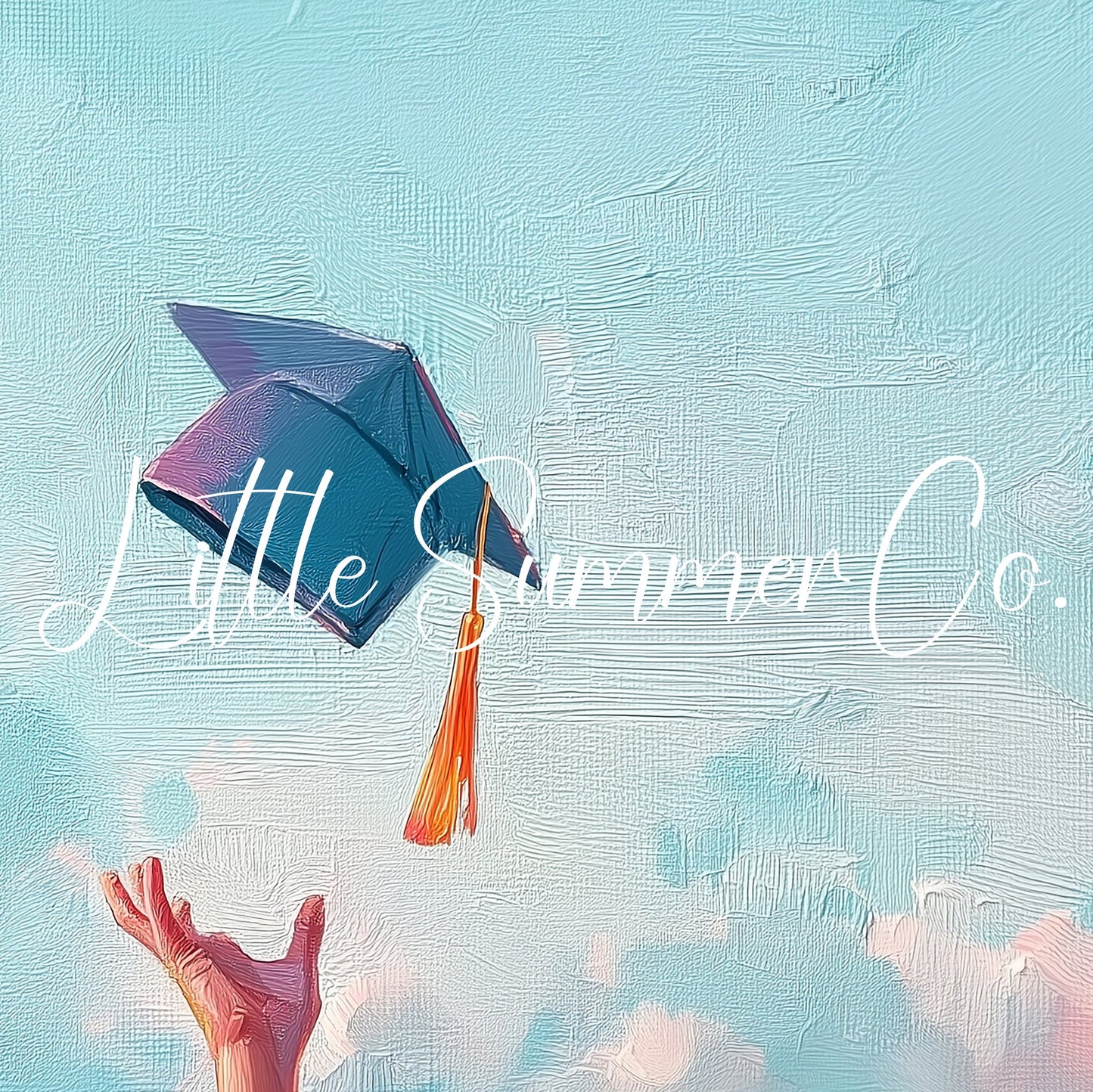 Graduation Cap Toss Sky Frame TV Art displayed on a TV