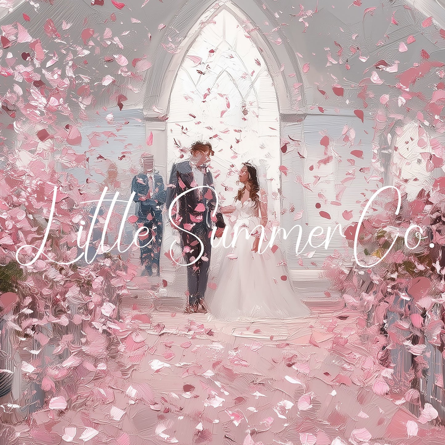 Wedding Chapel Rose Petals Frame TV Art displayed on a TV