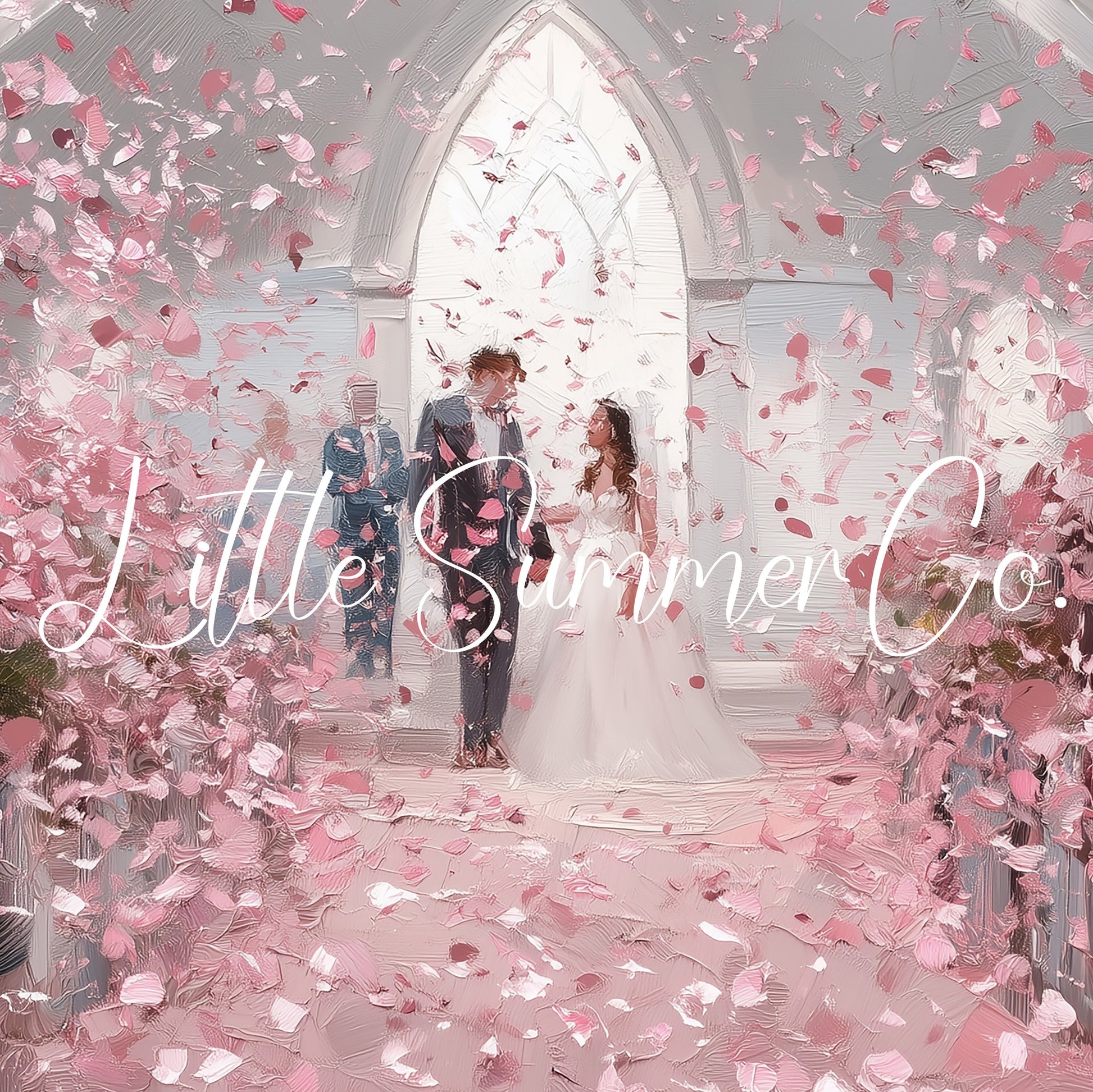 Wedding Chapel Rose Petals Frame TV Art displayed on a TV