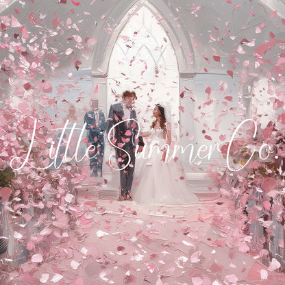 Wedding Chapel Rose Petals Frame TV Art displayed on a TV