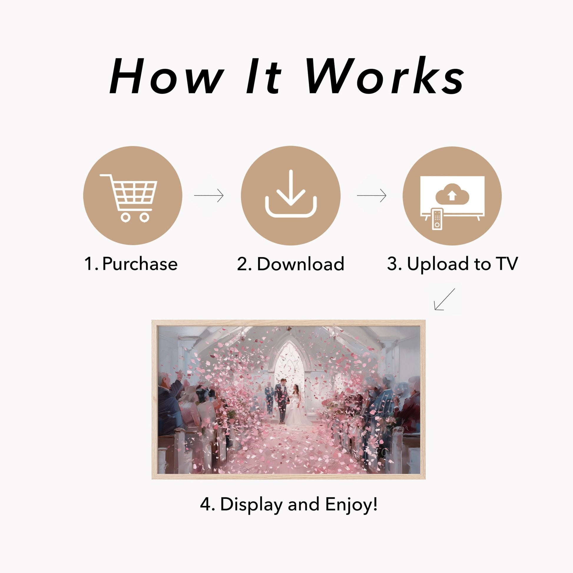 Wedding Chapel Rose Petals Frame TV Art displayed on a TV