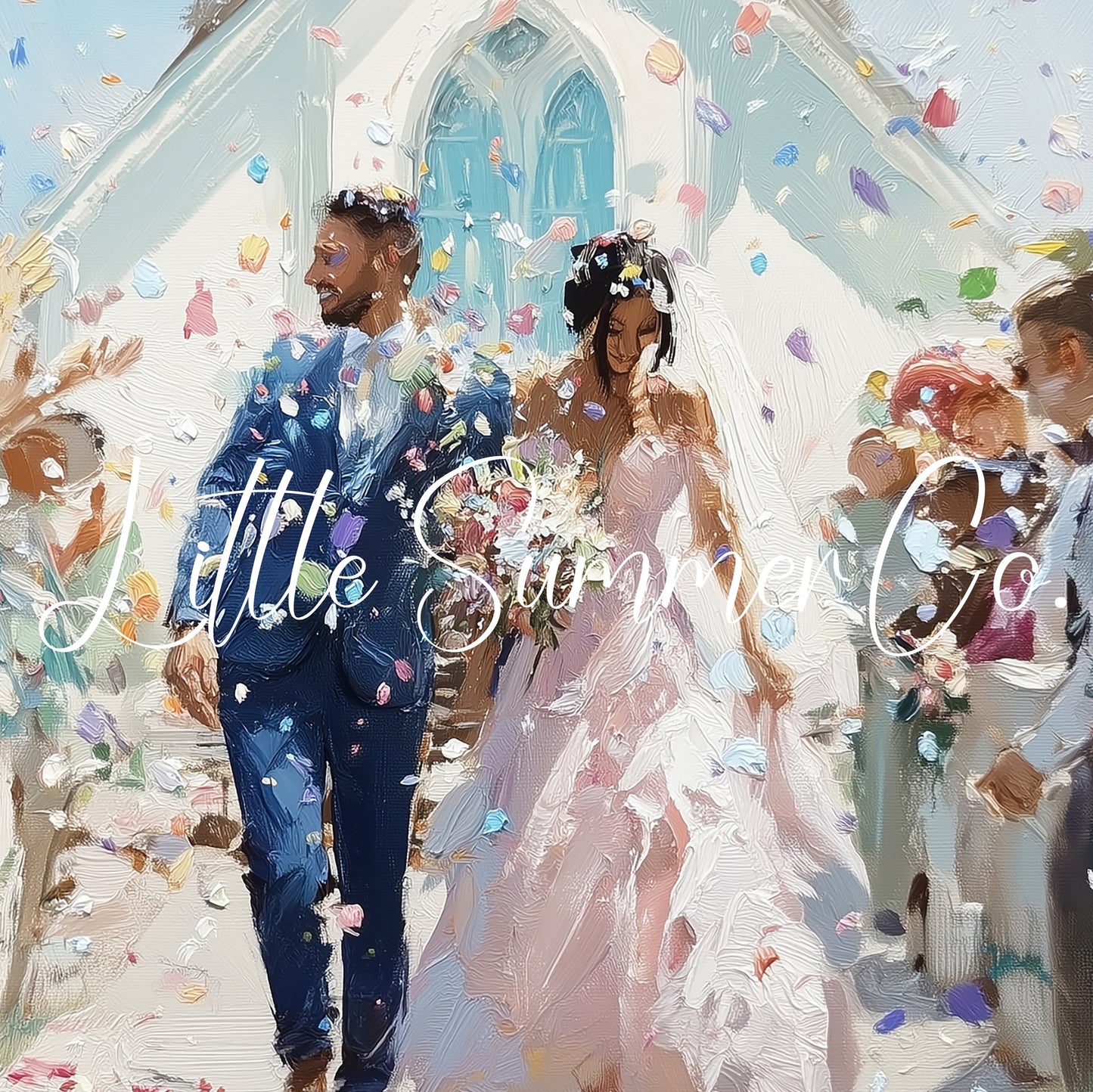 Wedding Couple Confetti Frame TV Art displayed on a TV