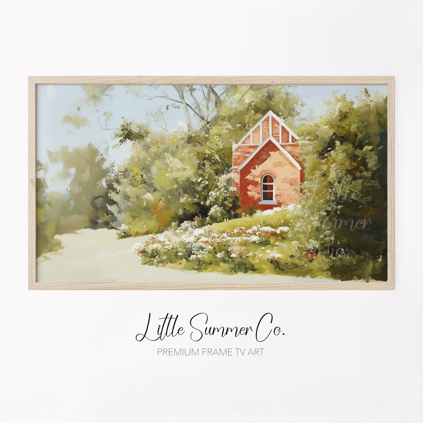 Red Cottage Garden Frame TV Art displayed on a TV