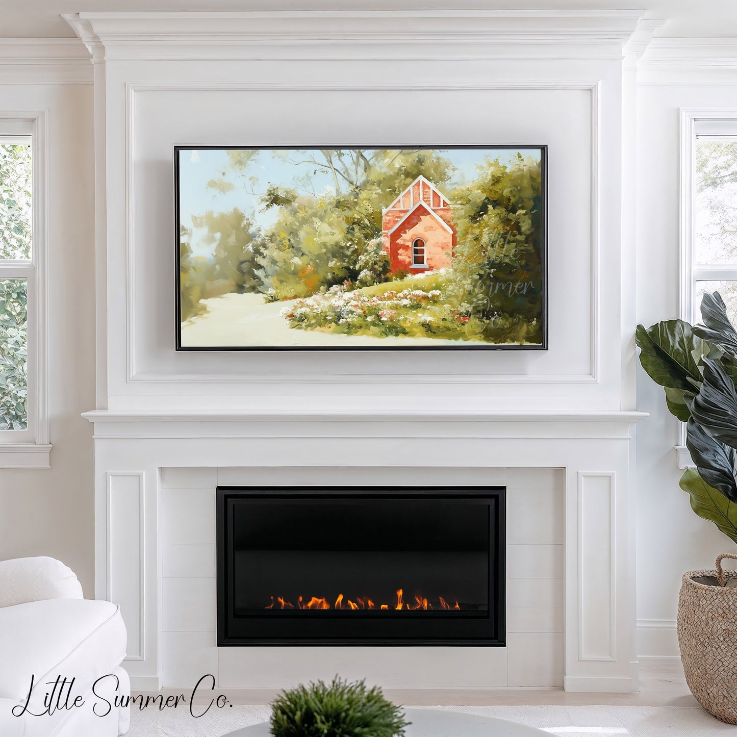 Red Cottage Garden Frame TV Art displayed on a TV