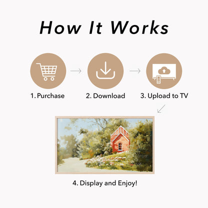 Red Cottage Garden Frame TV Art displayed on a TV