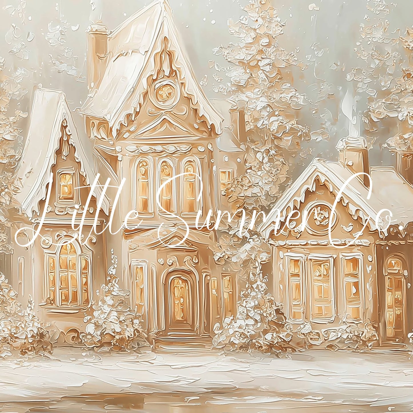 Gingerbread Village Snow Frame TV Art displayed on a TV