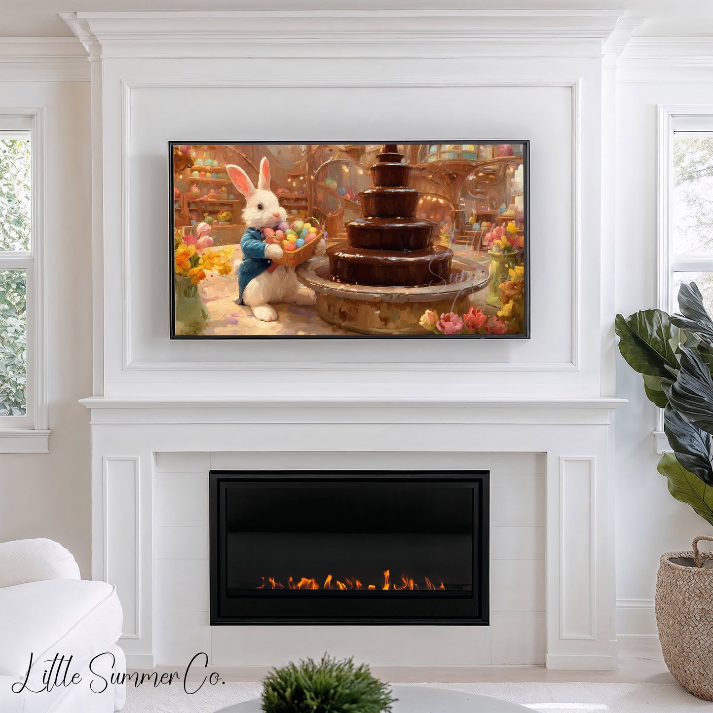 Easter Bunny Egg Shop Frame TV Art displayed on a TV