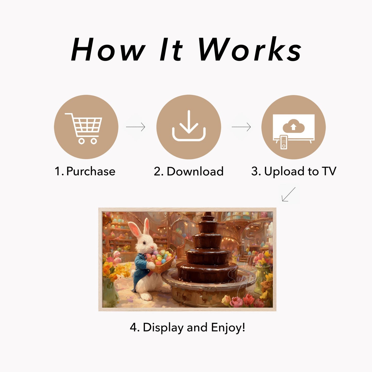 Easter Bunny Egg Shop Frame TV Art displayed on a TV