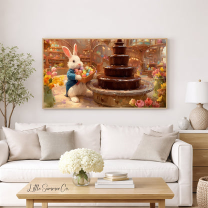Easter Bunny Egg Shop Frame TV Art displayed on a TV