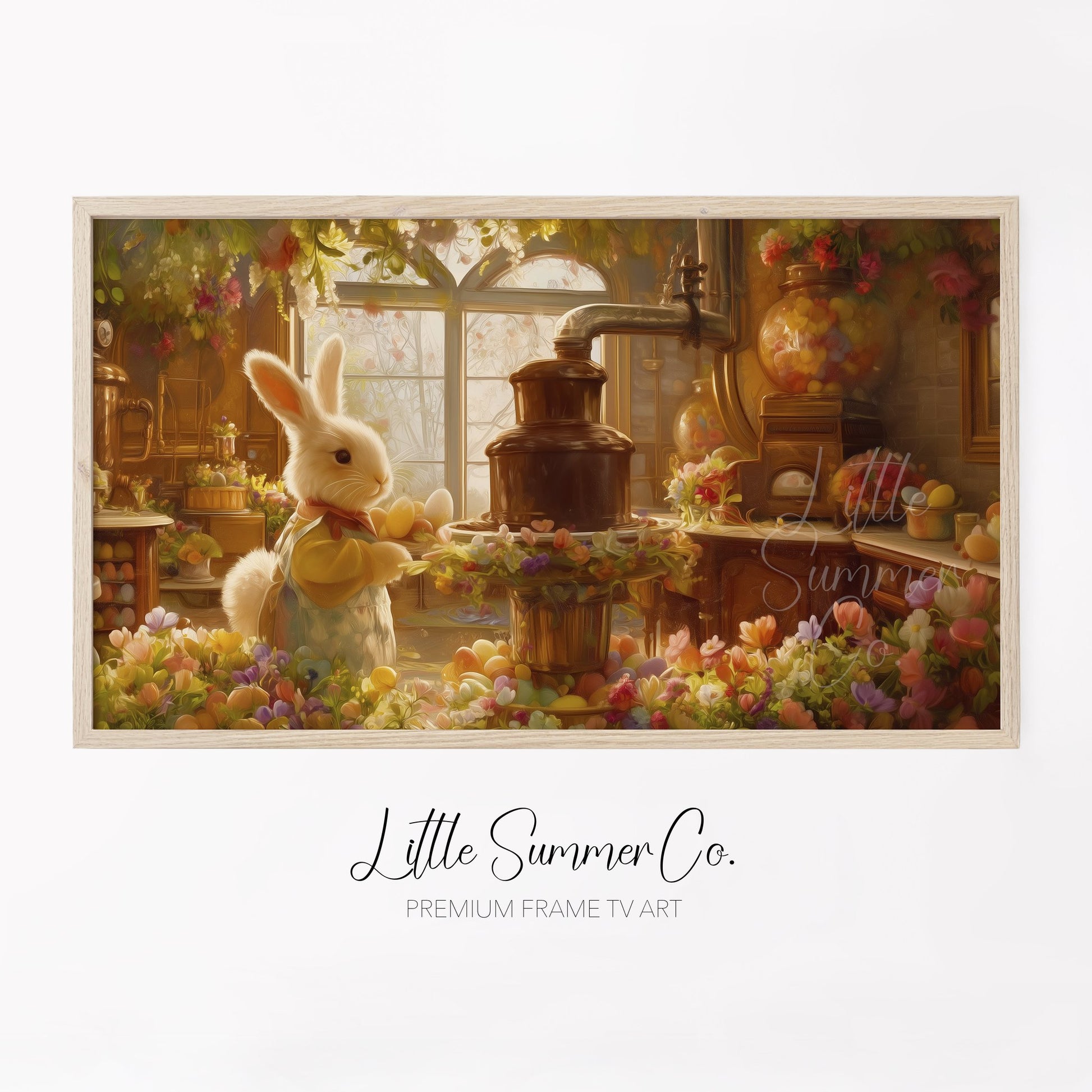 Easter Bunny Chocolate Kitchen Frame TV Art displayed on a TV