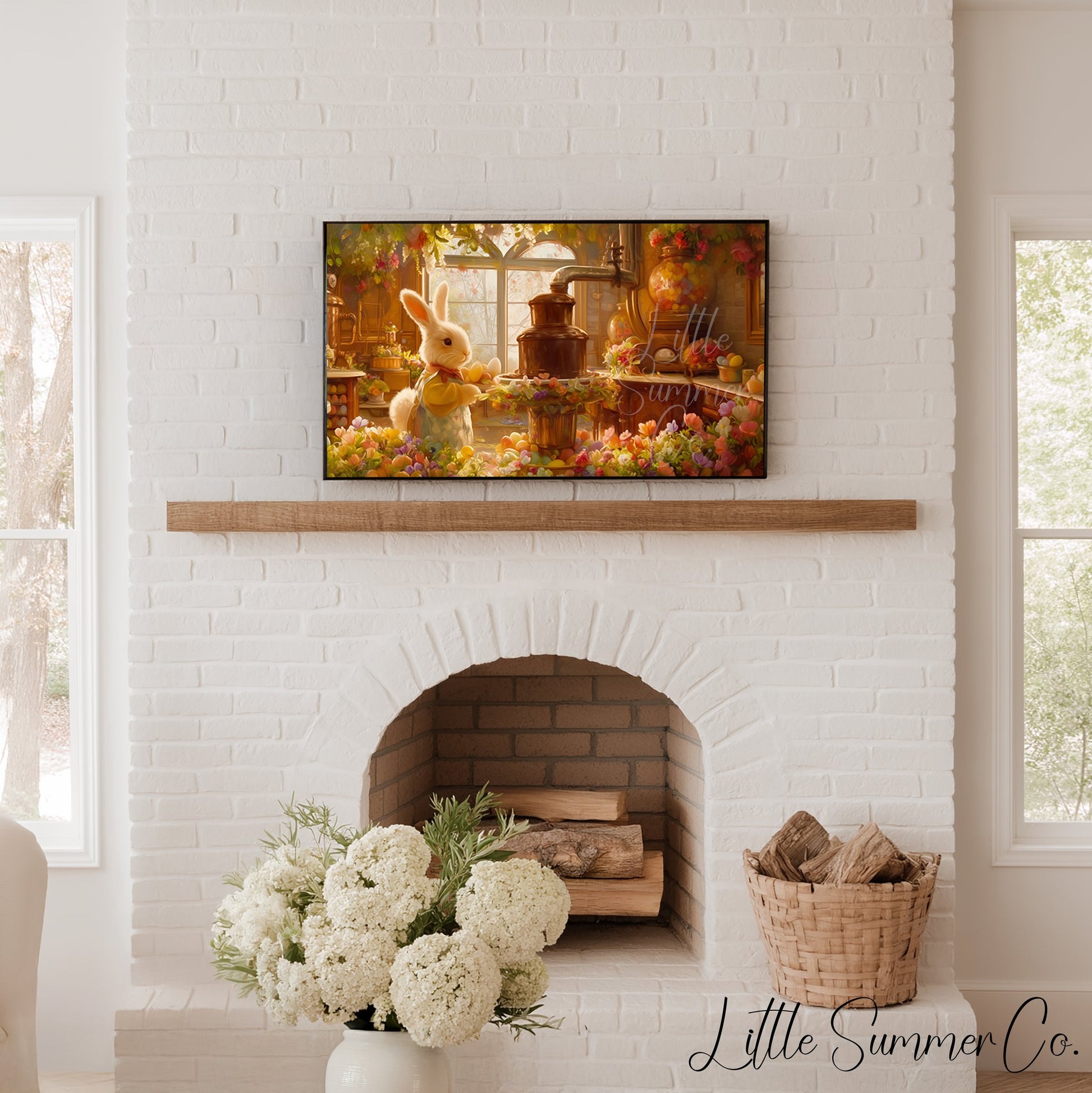Easter Bunny Chocolate Kitchen Frame TV Art displayed on a TV