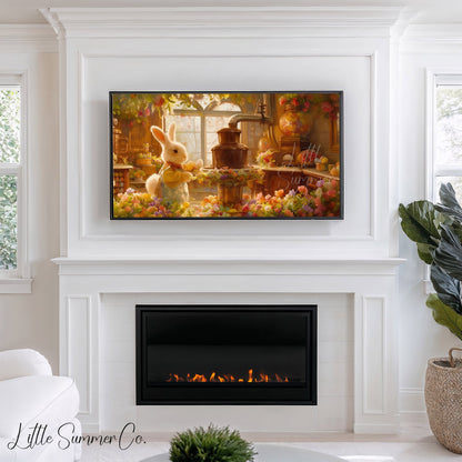 Easter Bunny Chocolate Kitchen Frame TV Art displayed on a TV