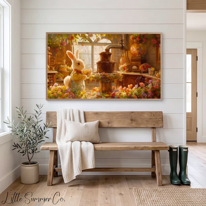 Easter Bunny Chocolate Kitchen Frame TV Art displayed on a TV