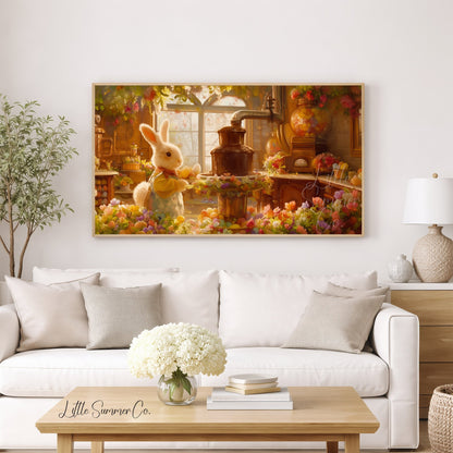 Easter Bunny Chocolate Kitchen Frame TV Art displayed on a TV