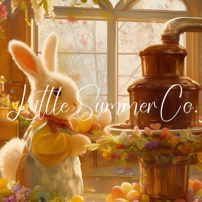 Easter Bunny Workshop Kitchen Frame TV Art displayed on a TV
