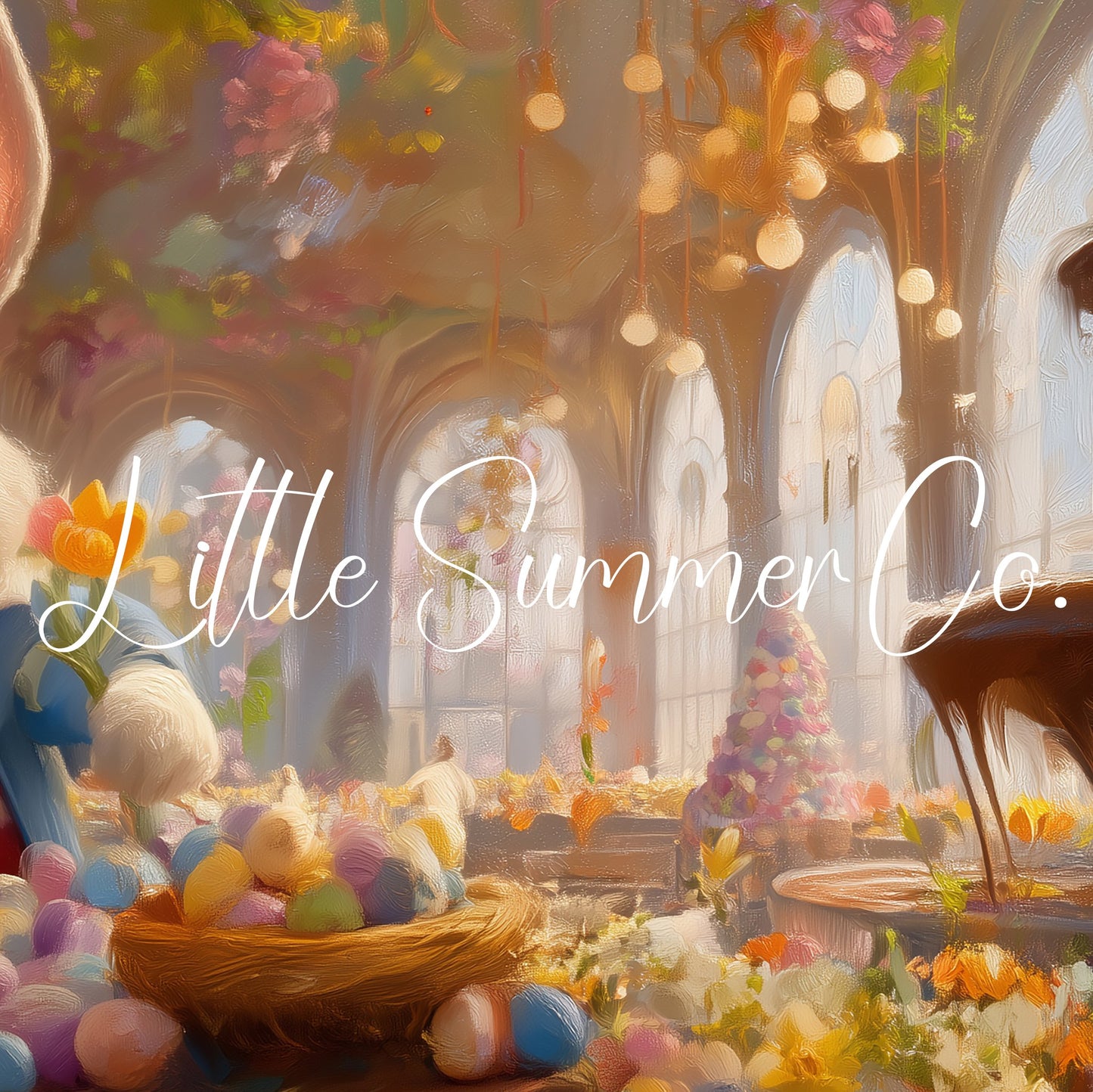 Easter Bunny Chocolate Fountain Frame TV Art displayed on a TV