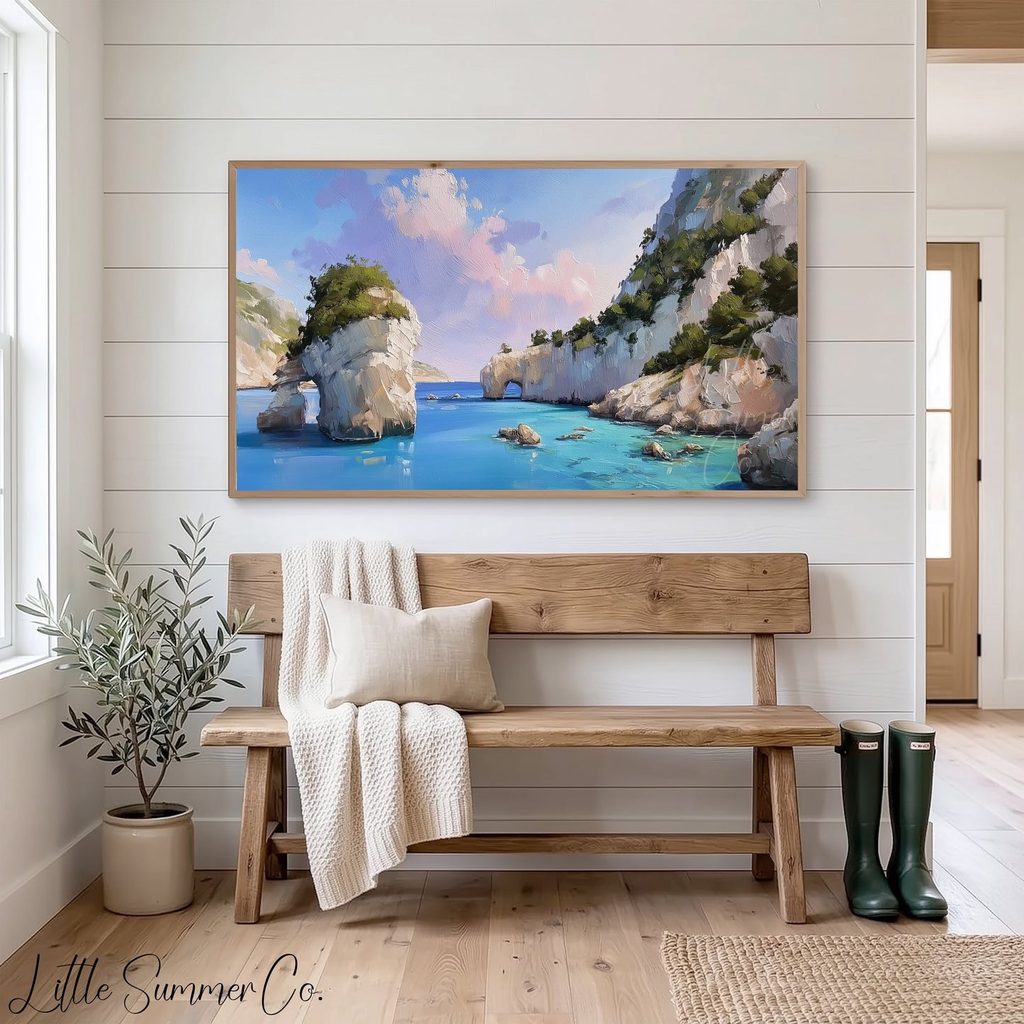 White Rock Arch Sea Frame TV Art displayed on a TV