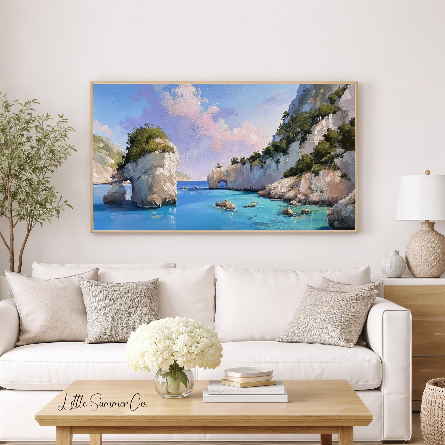 White Rock Arch Sea Frame TV Art displayed on a TV