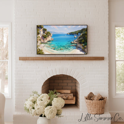 Secluded Cove Sailboat Frame TV Art displayed on a TV