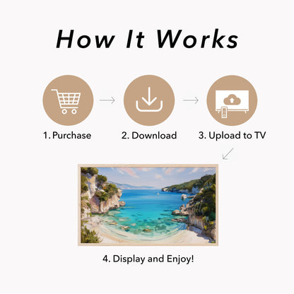 Secluded Cove Sailboat Frame TV Art displayed on a TV