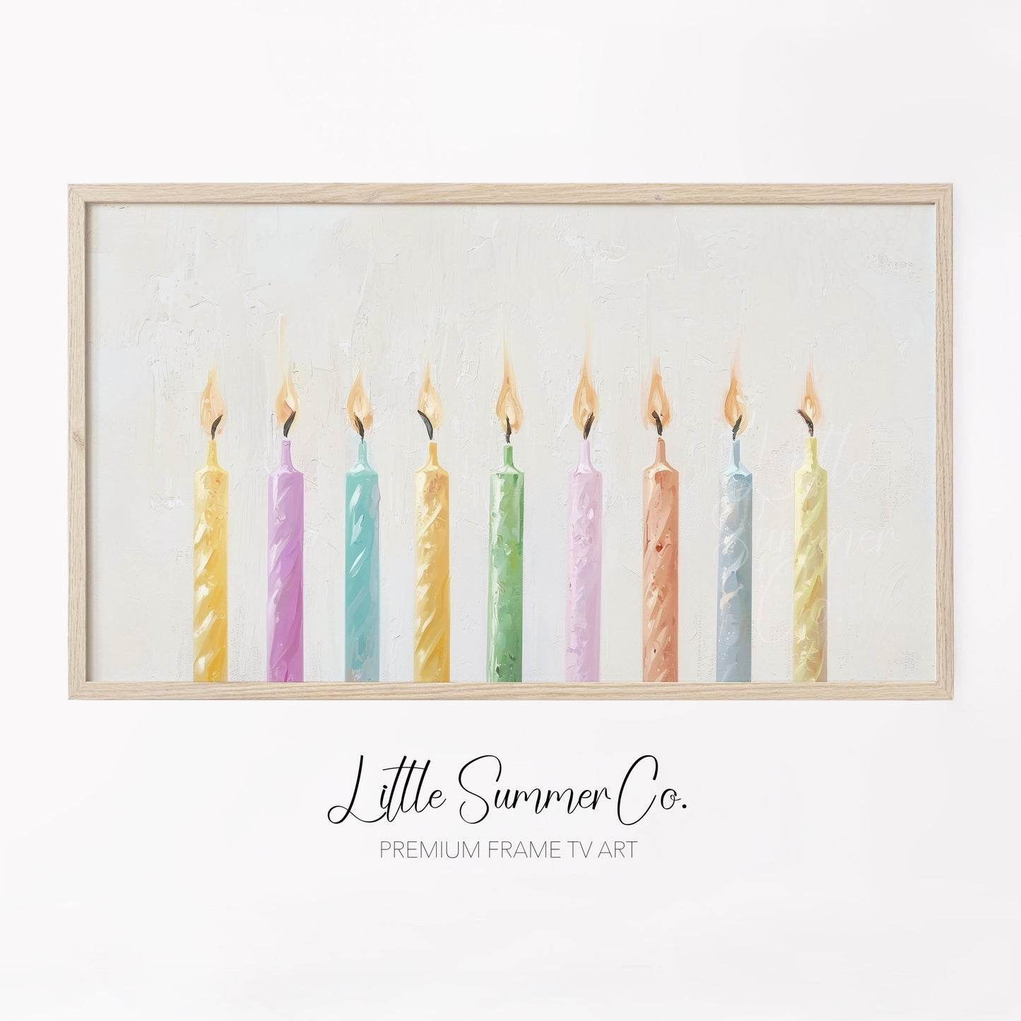 Pastel Birthday Candles Frame TV Art displayed on a TV