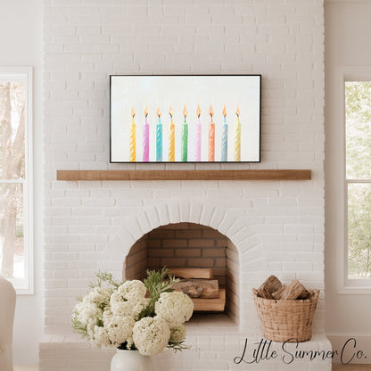 Pastel Birthday Candles Frame TV Art displayed on a TV