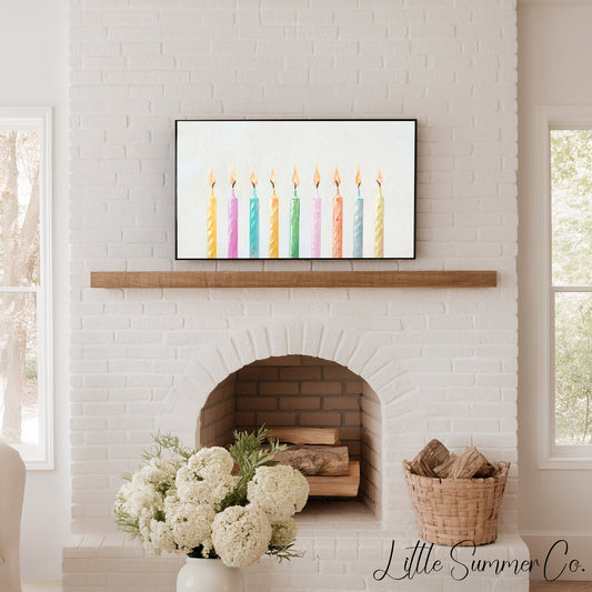 Pastel Birthday Candles Frame TV Art displayed on a TV