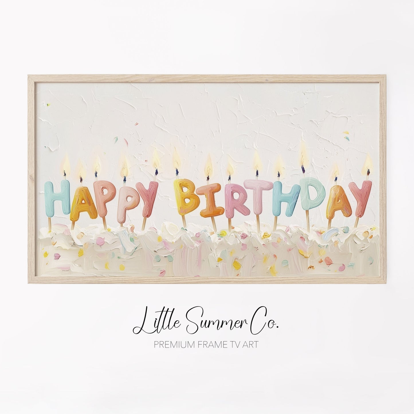 Happy Birthday Cake Candles Frame TV Art displayed on a TV