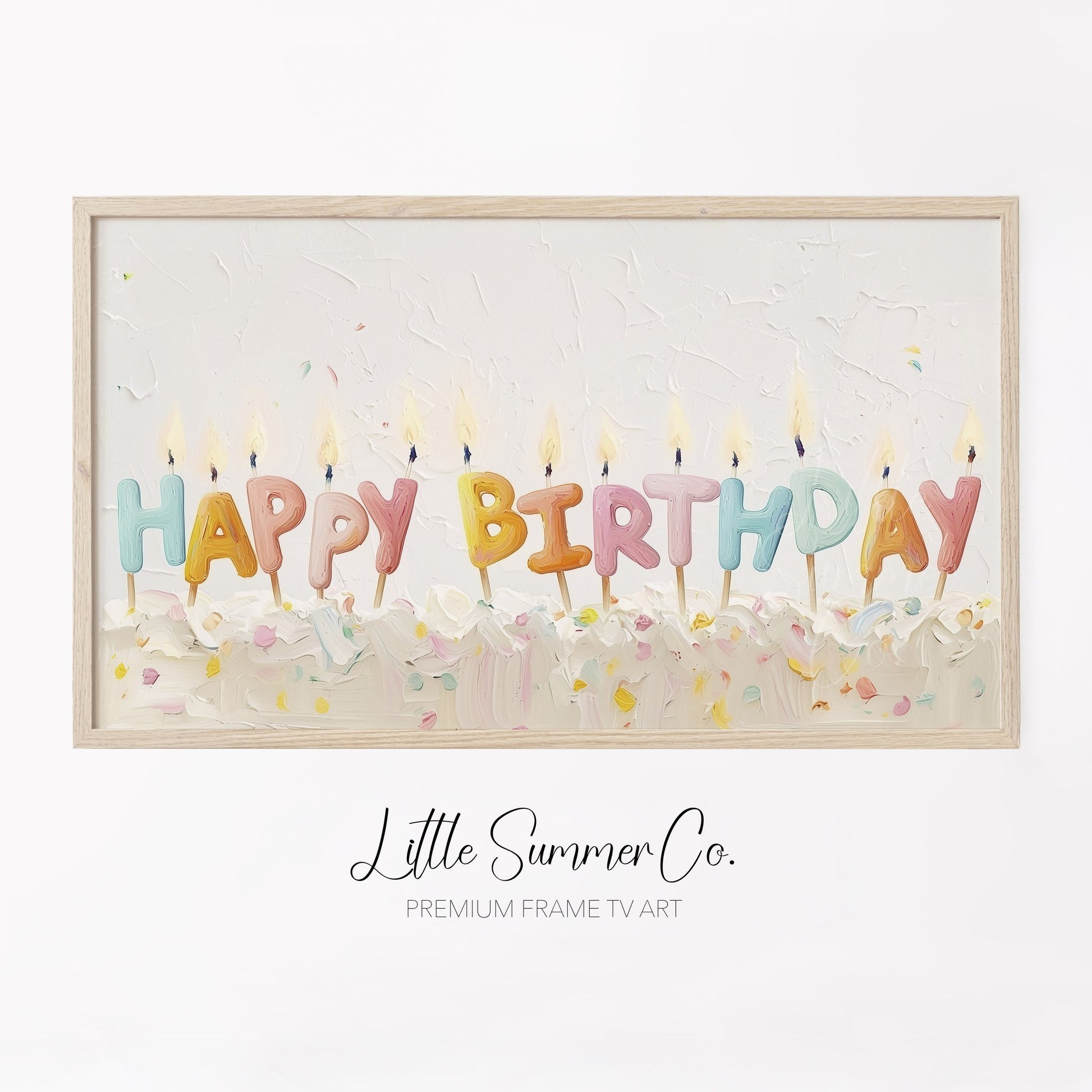 Happy Birthday Cake Candles Frame TV Art displayed on a TV